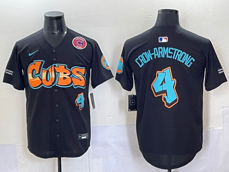 Men 2025 Chicago Cubs #4 Crow-Armstrong Black Seventh generations Joint Name Nike MLB Jersey style 3->los angeles dodgers->MLB Jersey